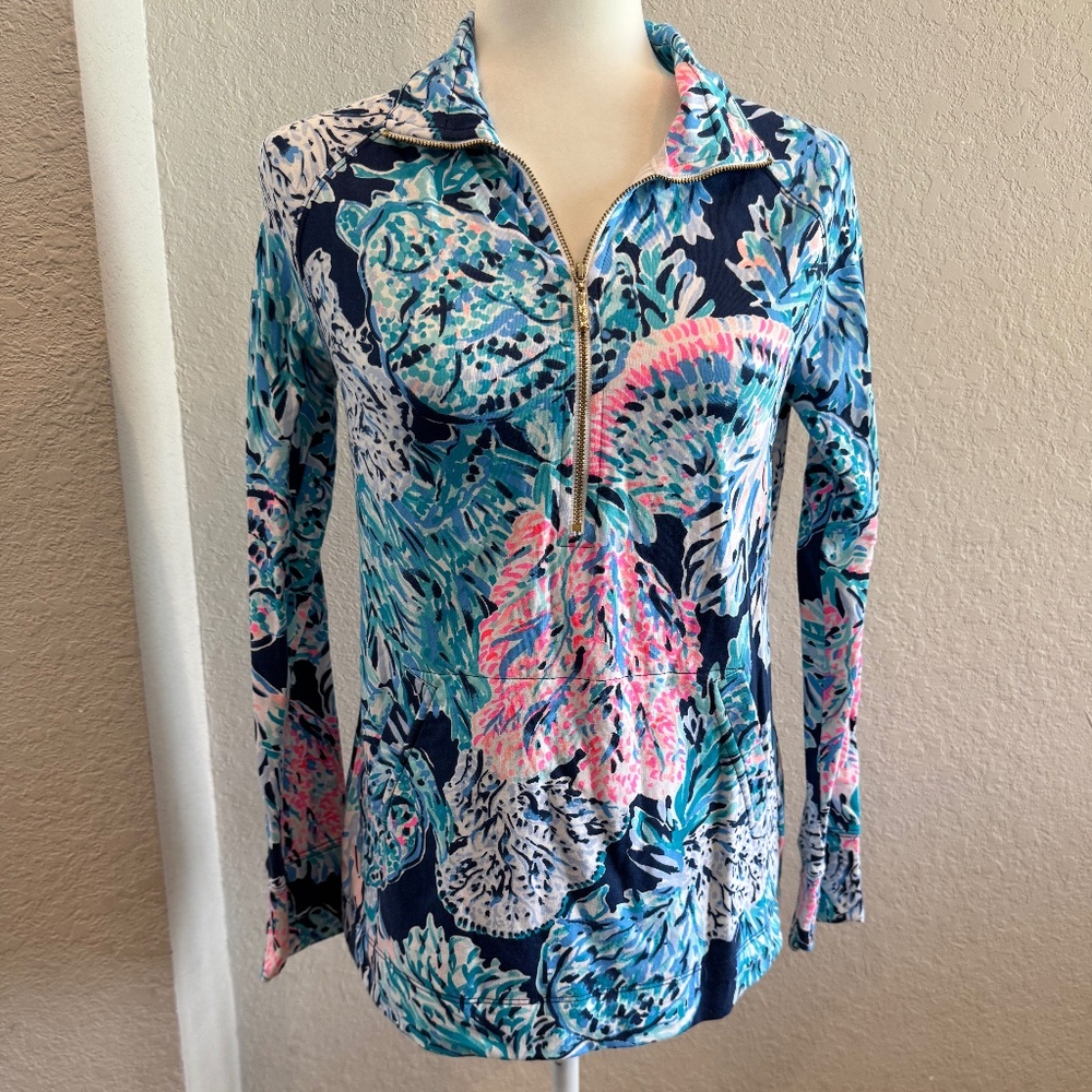 Lilly Pulitzer Skipper Popover High Tide Navy Party In Paradise‎ Size XS D